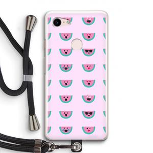 CaseCompany Smiley watermeloenprint: Pixel 3 Transparant Hoesje met koord