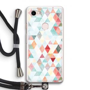 CaseCompany Gekleurde driehoekjes pastel: Pixel 3 Transparant Hoesje met koord
