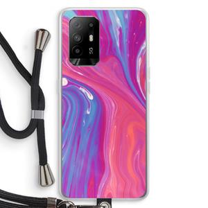 CaseCompany Paarse stroom: Oppo A94 5G Transparant Hoesje met koord