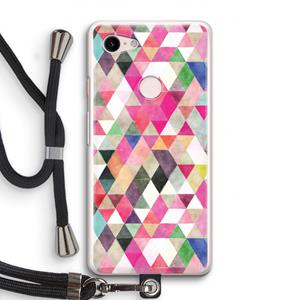 CaseCompany Gekleurde driehoekjes: Pixel 3 Transparant Hoesje met koord