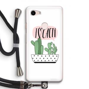 CaseCompany I love cacti: Pixel 3 Transparant Hoesje met koord
