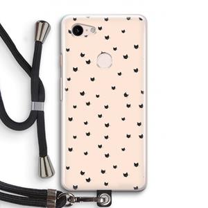 CaseCompany Kleine kattenkopjes: Pixel 3 Transparant Hoesje met koord