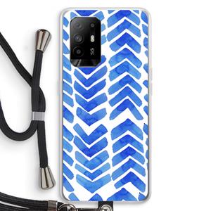 CaseCompany Blauwe pijlen: Oppo A94 5G Transparant Hoesje met koord