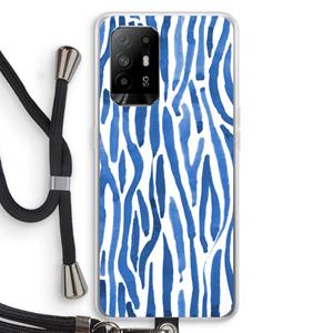 CaseCompany Blauwe nerven: Oppo A94 5G Transparant Hoesje met koord