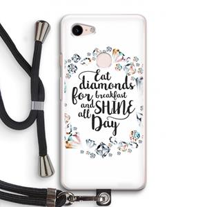 CaseCompany Diamonds: Pixel 3 Transparant Hoesje met koord
