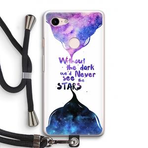 CaseCompany Stars quote: Pixel 3 Transparant Hoesje met koord