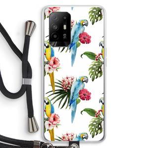 CaseCompany Kleurrijke papegaaien: Oppo A94 5G Transparant Hoesje met koord