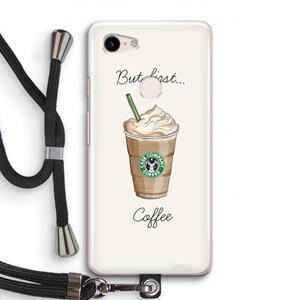 CaseCompany But first coffee: Pixel 3 Transparant Hoesje met koord