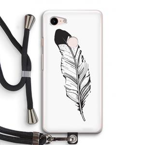 CaseCompany Pluim: Pixel 3 Transparant Hoesje met koord