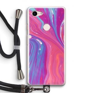 CaseCompany Paarse stroom: Pixel 3 Transparant Hoesje met koord