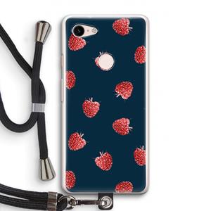 CaseCompany Framboosjes: Pixel 3 Transparant Hoesje met koord