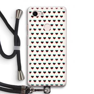 CaseCompany Hartjes: Pixel 3 Transparant Hoesje met koord