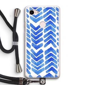 CaseCompany Blauwe pijlen: Pixel 3 Transparant Hoesje met koord