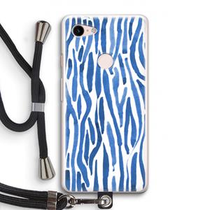 CaseCompany Blauwe nerven: Pixel 3 Transparant Hoesje met koord