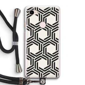 CaseCompany Geometrisch patroon: Pixel 3 Transparant Hoesje met koord