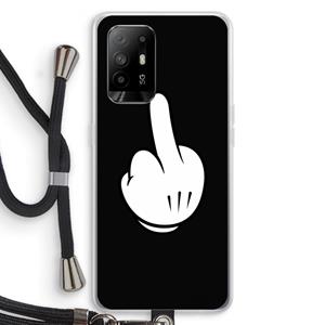 CaseCompany Middle finger black: Oppo A94 5G Transparant Hoesje met koord