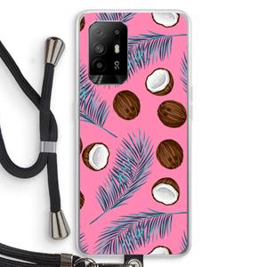 CaseCompany Kokosnoot roze: Oppo A94 5G Transparant Hoesje met koord