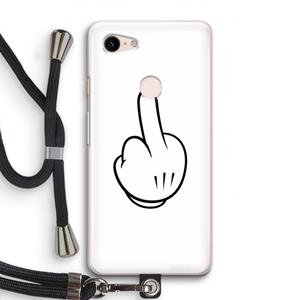 CaseCompany Middle finger white: Pixel 3 Transparant Hoesje met koord