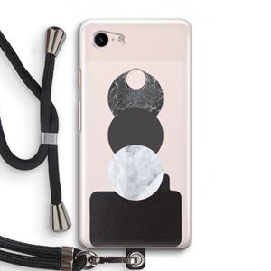 CaseCompany Marmeren cirkels: Pixel 3 Transparant Hoesje met koord