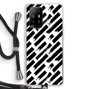 CaseCompany Zwarte vegen: Oppo A94 5G Transparant Hoesje met koord