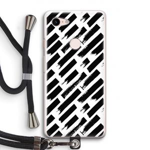 CaseCompany Zwarte vegen: Pixel 3 Transparant Hoesje met koord