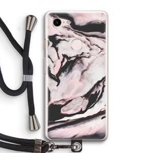 CaseCompany Roze stroom: Pixel 3 Transparant Hoesje met koord