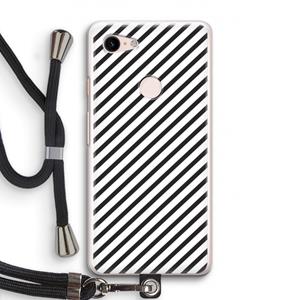 CaseCompany Strepen zwart-wit: Pixel 3 Transparant Hoesje met koord