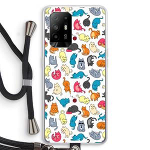 CaseCompany Kleurrijke katten: Oppo A94 5G Transparant Hoesje met koord