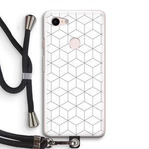 CaseCompany Zwart-witte kubussen: Pixel 3 Transparant Hoesje met koord