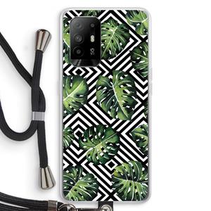 CaseCompany Geometrische jungle: Oppo A94 5G Transparant Hoesje met koord