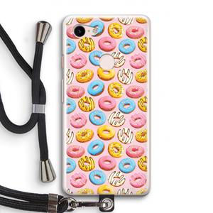 CaseCompany Pink donuts: Pixel 3 Transparant Hoesje met koord