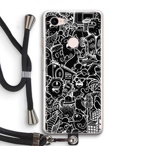 CaseCompany Vexx Black City : Pixel 3 Transparant Hoesje met koord