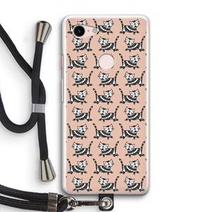 CaseCompany Zwarte poes: Pixel 3 Transparant Hoesje met koord