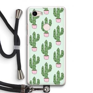 CaseCompany Cactus Lover: Pixel 3 Transparant Hoesje met koord