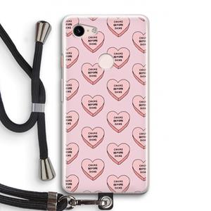 CaseCompany Chicks before dicks: Pixel 3 Transparant Hoesje met koord