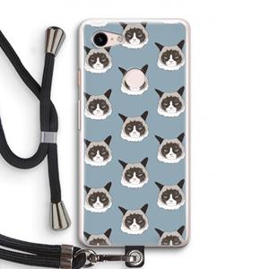 CaseCompany It's a Purrr Case: Pixel 3 Transparant Hoesje met koord