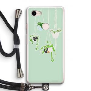 CaseCompany Hang In There: Pixel 3 Transparant Hoesje met koord