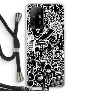 CaseCompany Vexx Black Mixtape: Oppo A94 5G Transparant Hoesje met koord