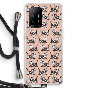 CaseCompany Zwarte poes: Oppo A94 5G Transparant Hoesje met koord
