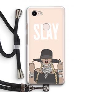 CaseCompany Slay All Day: Pixel 3 Transparant Hoesje met koord