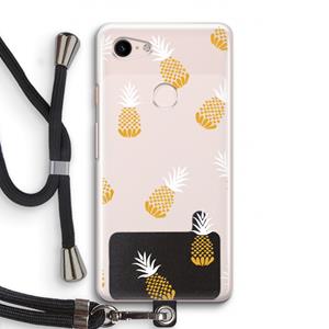 CaseCompany Ananasjes: Pixel 3 Transparant Hoesje met koord