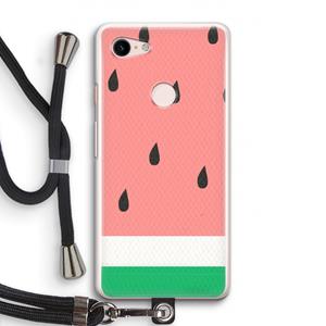 CaseCompany Watermeloen: Pixel 3 Transparant Hoesje met koord