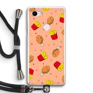 CaseCompany Chicken 'n Fries: Pixel 3 Transparant Hoesje met koord