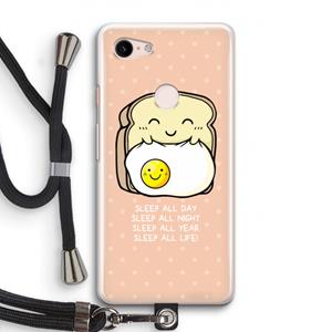 CaseCompany Sleep All Day: Pixel 3 Transparant Hoesje met koord