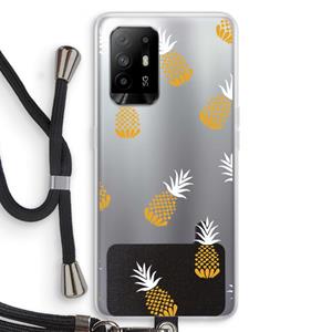CaseCompany Ananasjes: Oppo A94 5G Transparant Hoesje met koord
