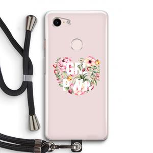 CaseCompany GRL PWR Flower: Pixel 3 Transparant Hoesje met koord