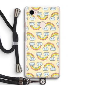 CaseCompany Regenboog: Pixel 3 Transparant Hoesje met koord