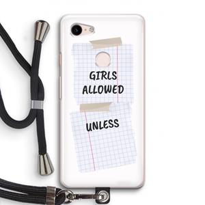 CaseCompany No Girls Allowed Unless: Pixel 3 Transparant Hoesje met koord