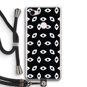 CaseCompany Eyes pattern: Pixel 3 Transparant Hoesje met koord