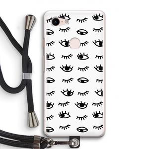 CaseCompany Eye pattern #2: Pixel 3 Transparant Hoesje met koord